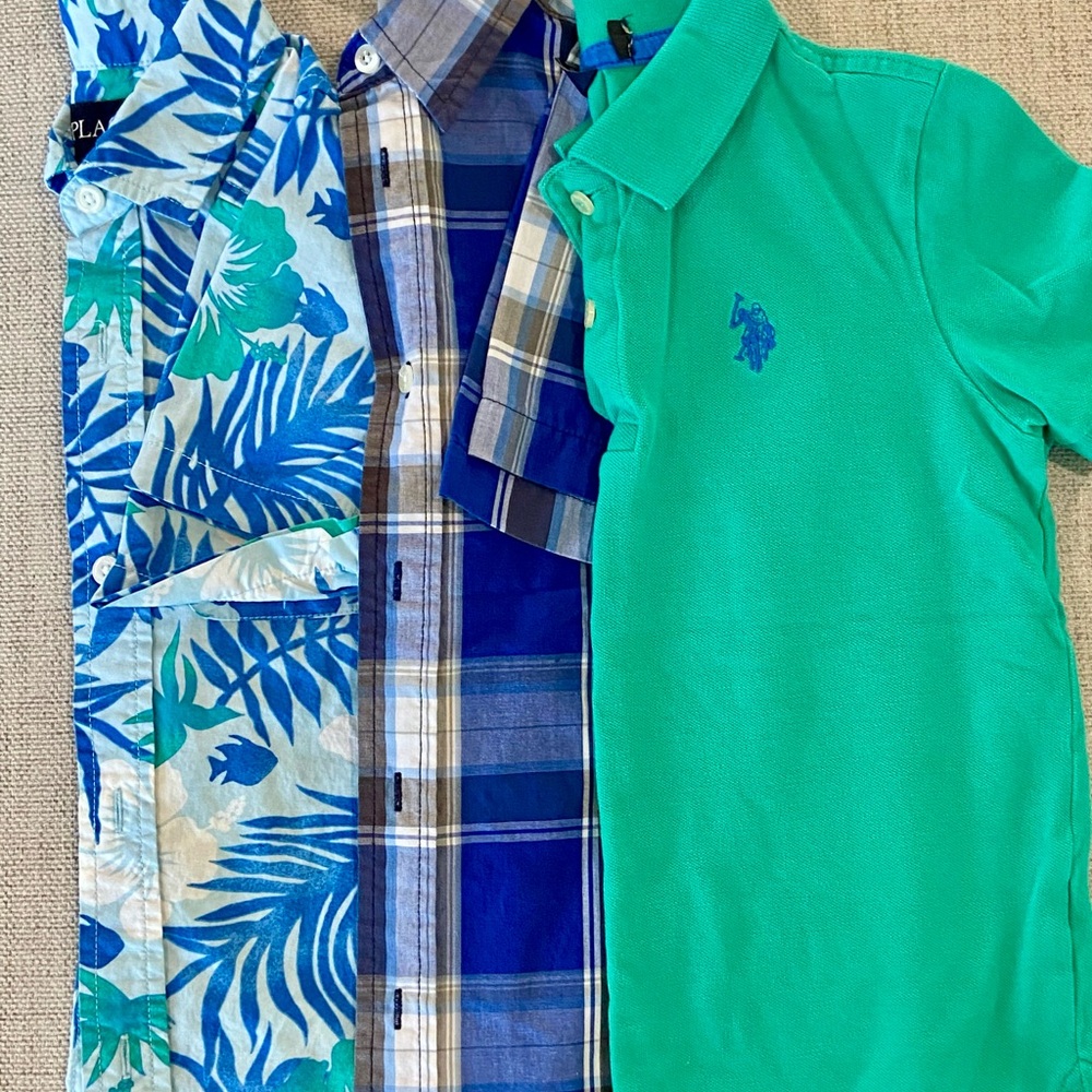 Kids Tropical Print and Plaid Button Down Shirt Set